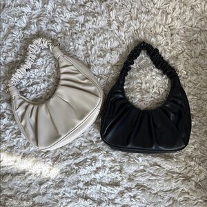 Urban Expressions Black and Cream Shoulder Bags with Ruched Design